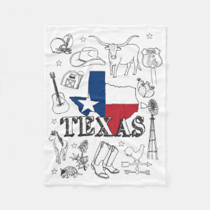 Texas Illustration Doodles Texas Texas Muster Fleecedecke