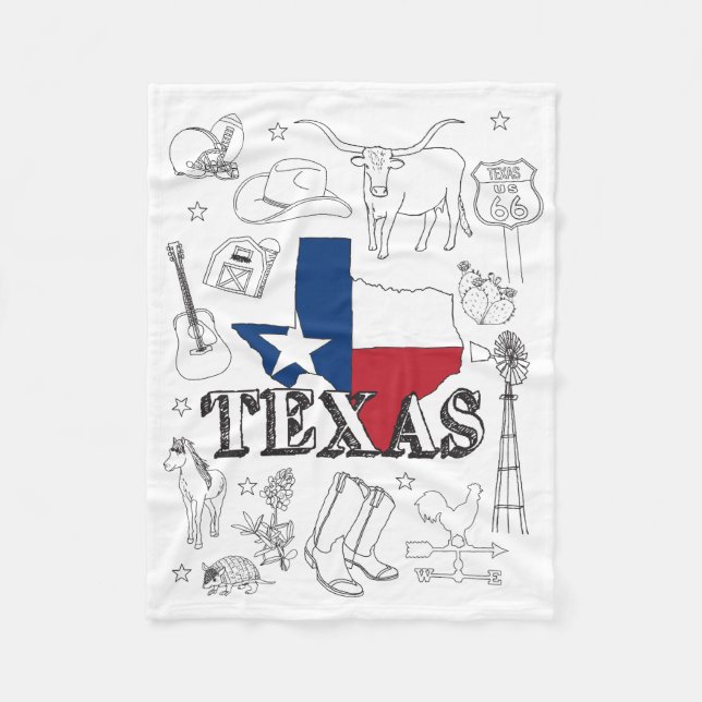 Texas Illustration Doodles Texas Texas Muster Fleecedecke (Vorderseite)