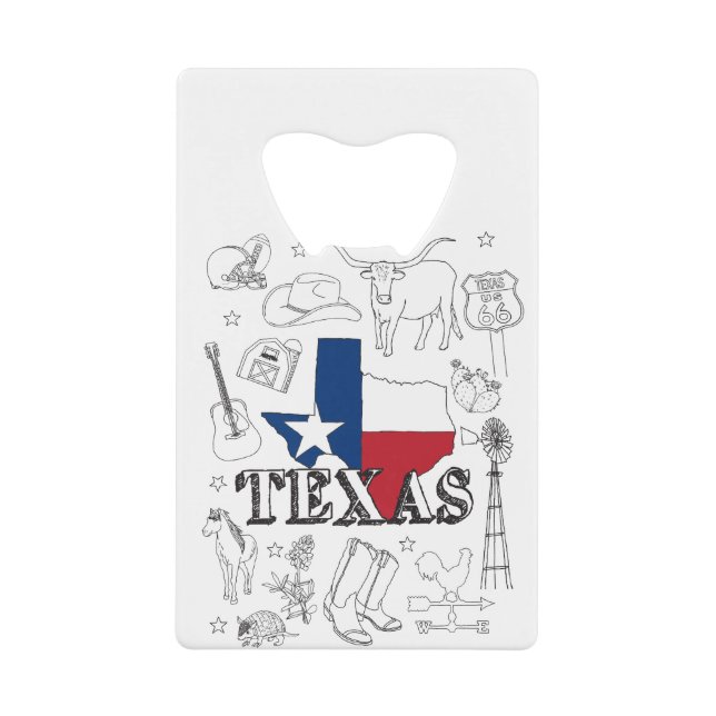 Texas Illustration Doodles Texas Texas Muster Geldbeutel Flaschenöffner (Vorderseite)