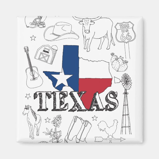 Texas Illustration Doodles Texas Texas Muster Magnet (Vorne)