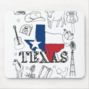 Texas Illustration Doodles Texas Texas Muster Mousepad