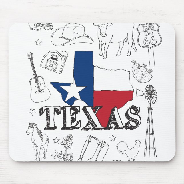 Texas Illustration Doodles Texas Texas Muster Mousepad (Vorne)