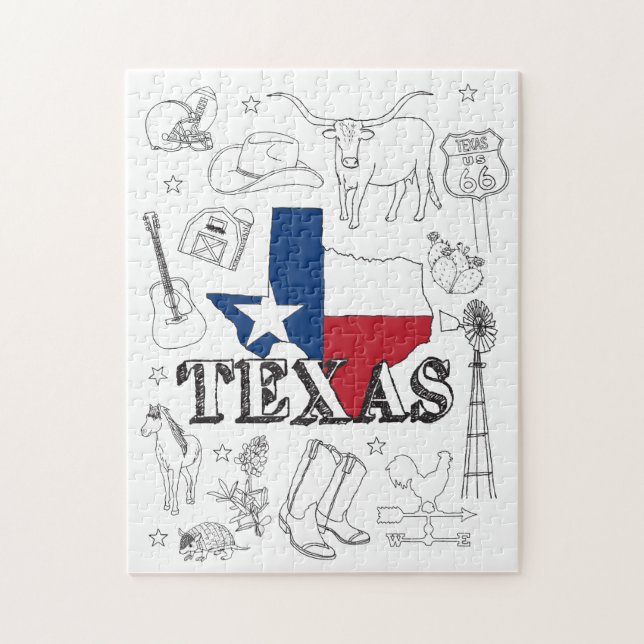 Texas Illustration Doodles Texas Texas Muster Puzzle (Vertikal)