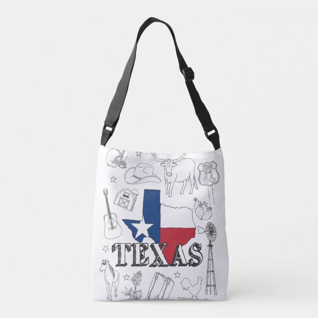 Texas Illustration Doodles Texas Texas Muster Tragetaschen Mit Langen Trägern (Rückseite)
