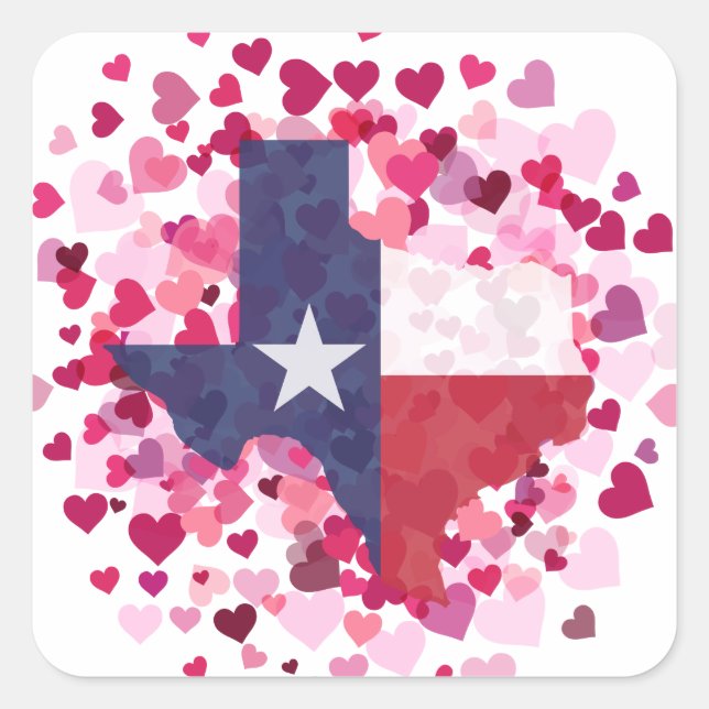 Texas im Herzen - Valentinstag Quadratischer Aufkleber (Vorderseite)