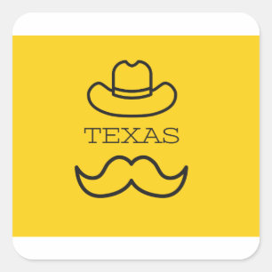Texas in Gelb 2 Quadratischer Aufkleber