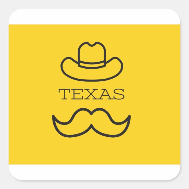 Texas in Gelb 2 Quadratischer Aufkleber (Vorderseite)