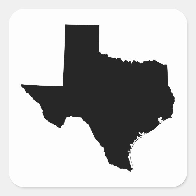 Texas in Schwarz und Weiß Quadratischer Aufkleber (Vorderseite)
