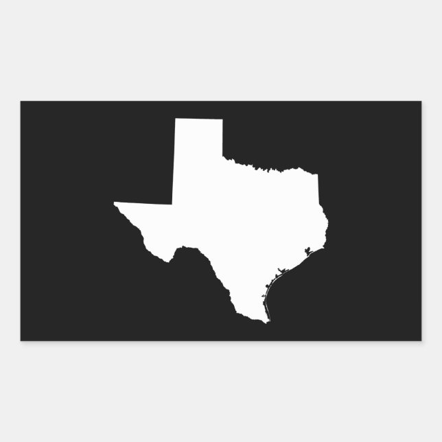 Texas in Weiß und Schwarz Rechteckiger Aufkleber (Vorderseite)