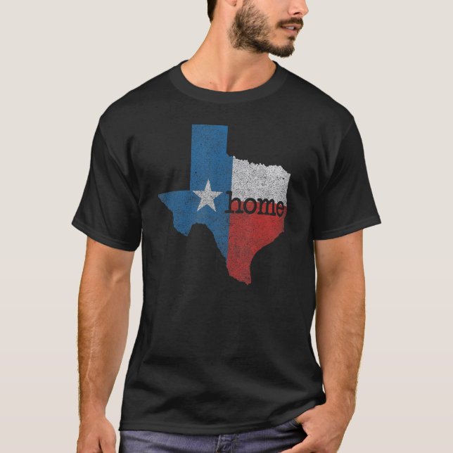 Texas ist Zuhause Distressed Map Staat T-Shirt (Vorderseite)