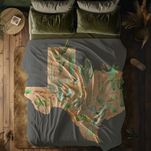 Texas-Kakteen-Aquarell-Illustrationskarte Fleecedecke