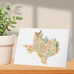 Texas-Kaktus-Aquarell-Illustrationskarte gefaltet Karte