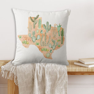 Texas Kaktus Kakteen Sukkulente Aquarell-Kartenkun Kissen