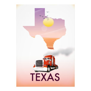 Texas Karte Big Rig Fotodruck