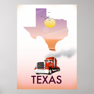 Texas Karte Big Rig Poster