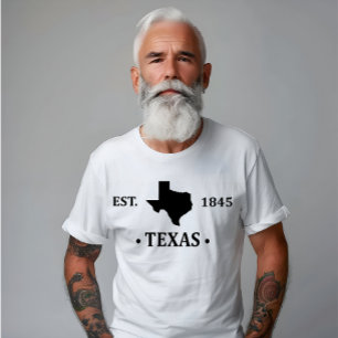 Texas Karte schwarz auf den einsamen Staat T-Shirt