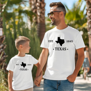 Texas Karte schwarz auf den einsamen Staat T-Shirt