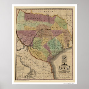 Texas Karte von Stephen Austin 1837 Poster