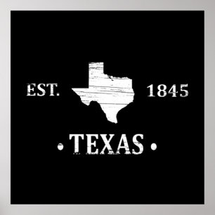 Texas Karte weiß der einstündige Staat Poster