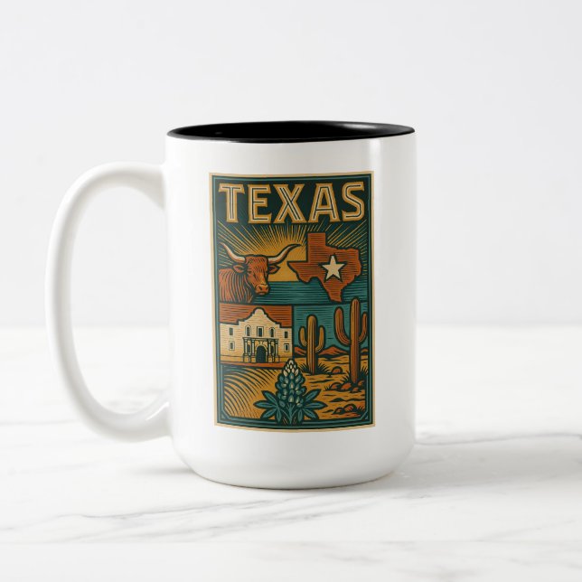 Texas Keramik Tasse - Staat Texas Coffee Cup (Links)