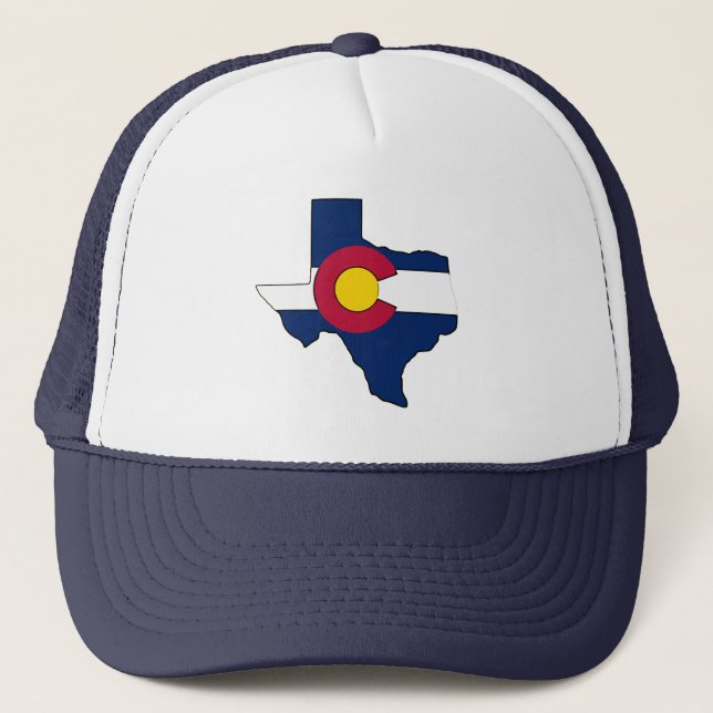 Texas-Kontur Colorado-Flaggenfernlastfahrerhut Truckerkappe (Vorderseite)