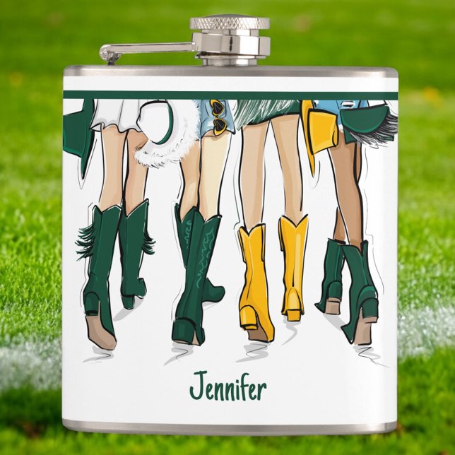 Texas Ladys Fashion Cowboy Boot Gold Green Flachmann (Von Creator hochgeladen)