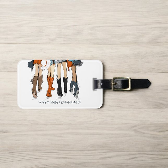 Texas Ladys Fashion Cowboy Boots Hats Orange Name Gepäckanhänger (Von Creator hochgeladen)