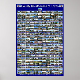 Texas Landkreis Courthouses Poster (blau vertikal)