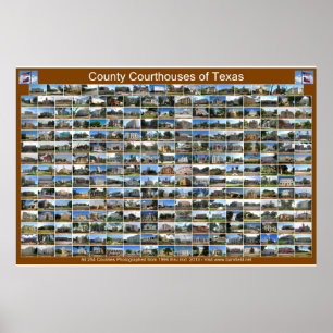 Texas Landkreis Courthouses Poster (braun, horizon