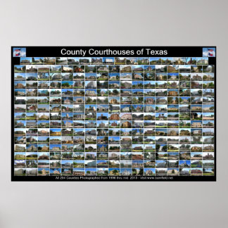 Texas Landkreis Courthouses Poster (schwarz, horiz