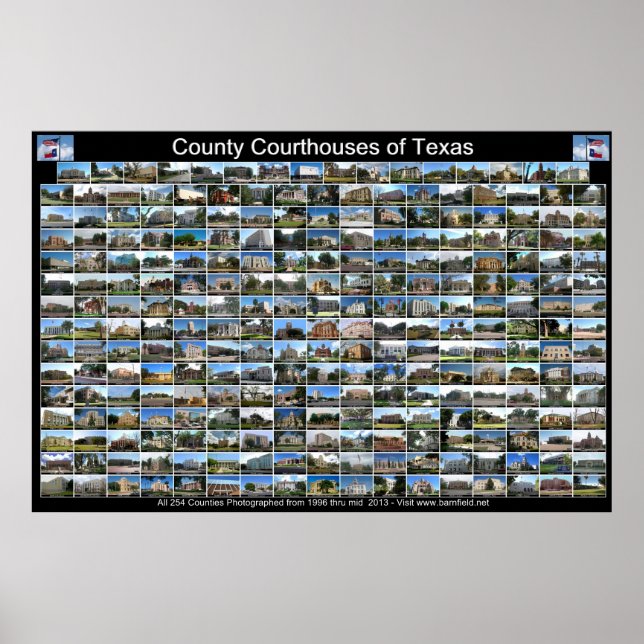 Texas Landkreis Courthouses Poster (schwarz, horiz (Vorne)