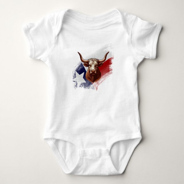 Texas-Langhornkuh Baby Strampler (Vorderseite)