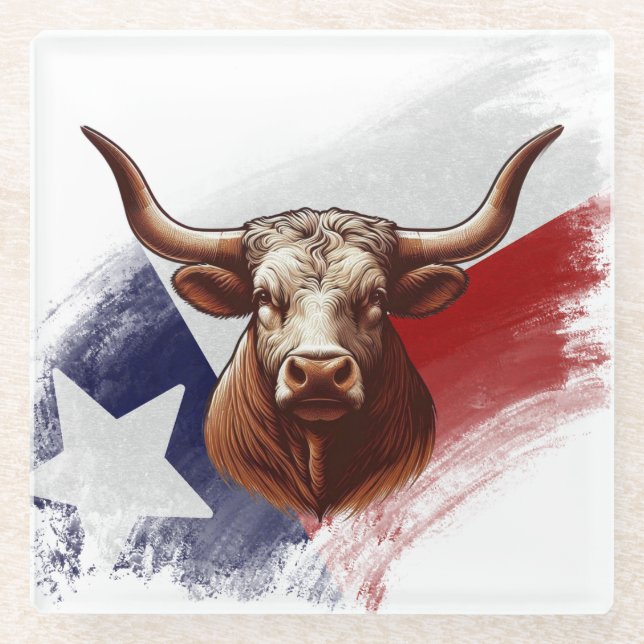 Texas-Langhornkuh Glasuntersetzer (Vorderseite)