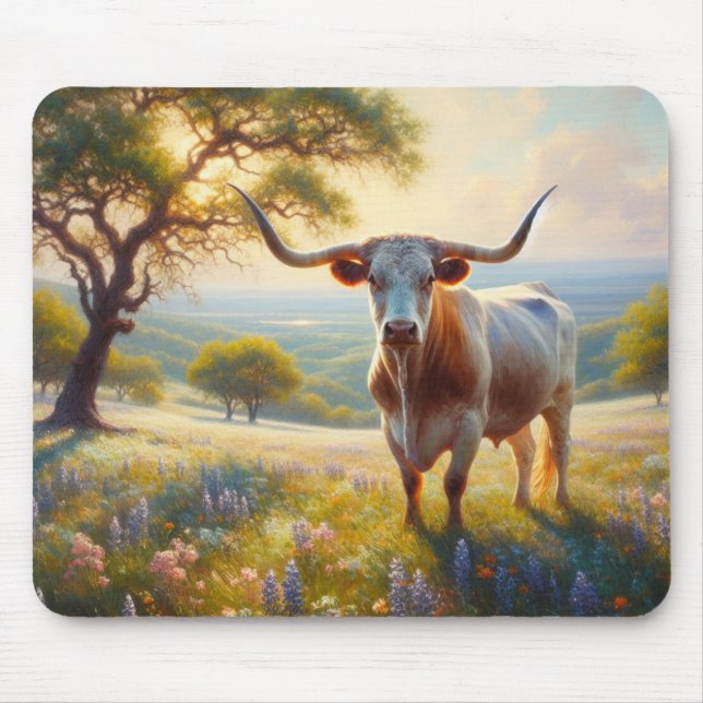 Texas-Langhornkuh Mousepad (Vorne)