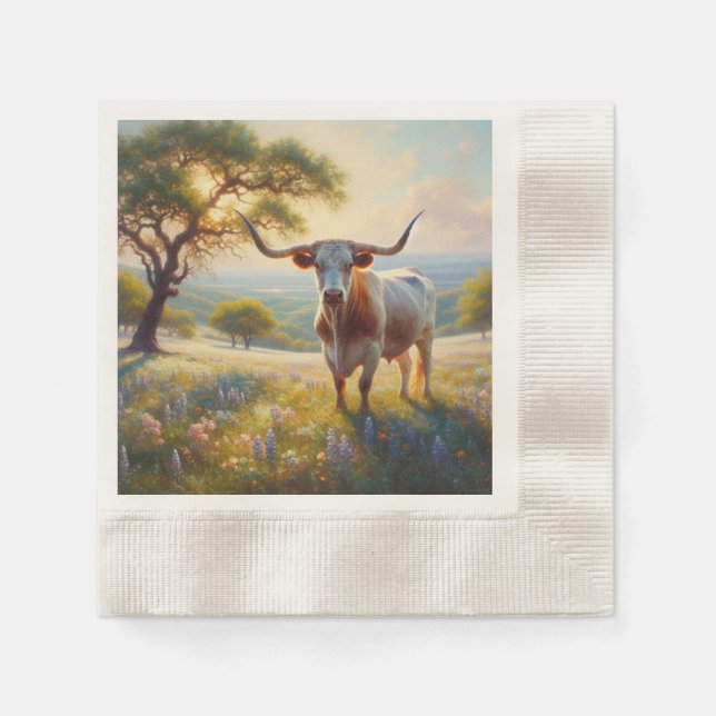 Texas-Langhornkuh Serviette (Vorderseite)
