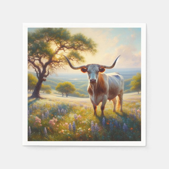Texas-Langhornkuh Serviette (Vorderseite)