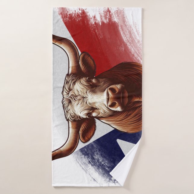 Texas-Langhornkuh und Flagge Badehandtuch (Badehandtuch)