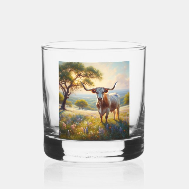Texas-Langhornkuh Whiskyglas (Rückseite)