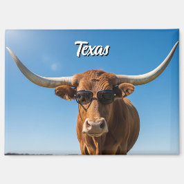 Texas Langkorn in Sonnenbrille Magnet