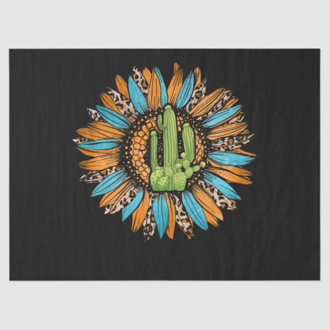 Texas Leopard Serape Cowhide Türkis Sonnenblume Seidenpapier (Vorderseite)