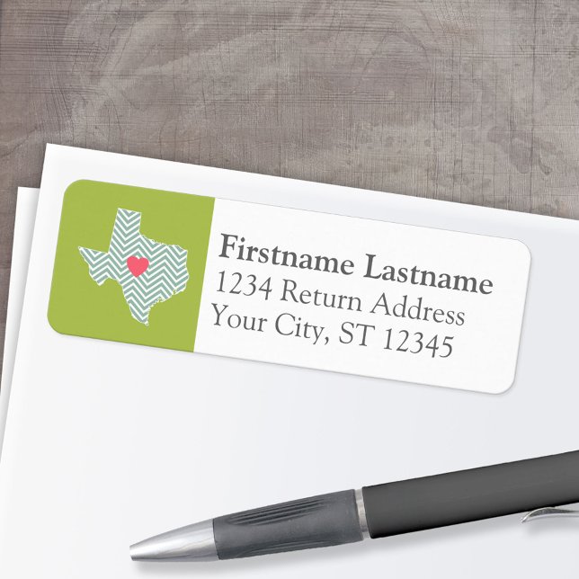 Texas-Liebe mit benutzerdefiniertem Herz- und Fami (Custom Return Address Label)