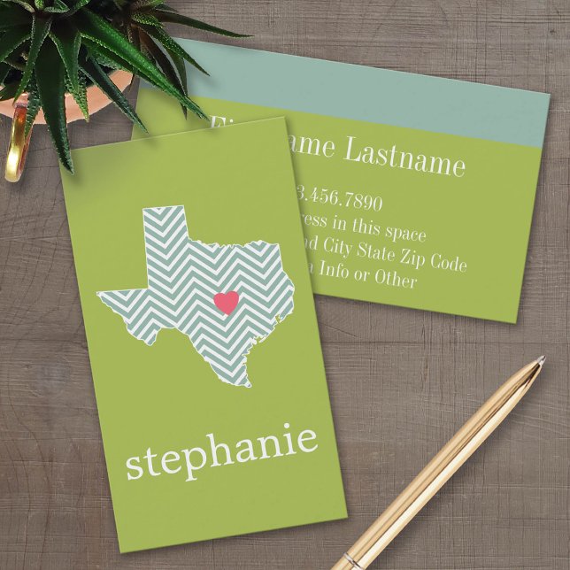 Texas-Liebe mit benutzerdefiniertem Herz- und Fami Visitenkarte (Custom Business Card Template)