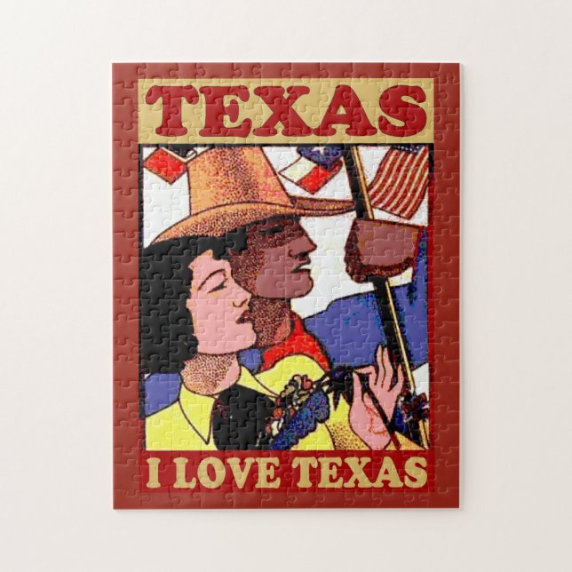 Texas-Liebe und Flaggen Puzzle (Vertikal)