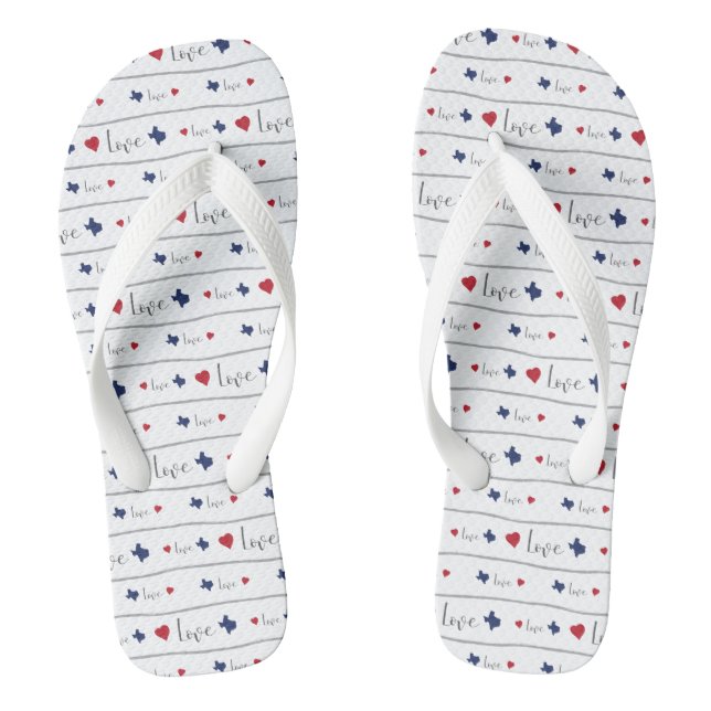 Texas-Liebe und Herz-Muster Flip Flops (Fußbett)
