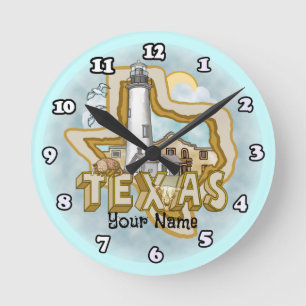 Texas Lighthouse Runde Wanduhr