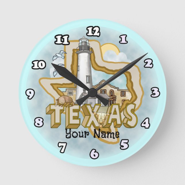 Texas Lighthouse Runde Wanduhr (Vorderseite)