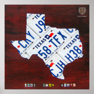 Texas-Lizenzplakette Karte drucken Poster