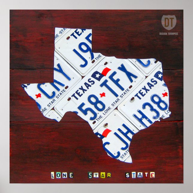 Texas-Lizenzplakette Karte drucken Poster (Vorne)