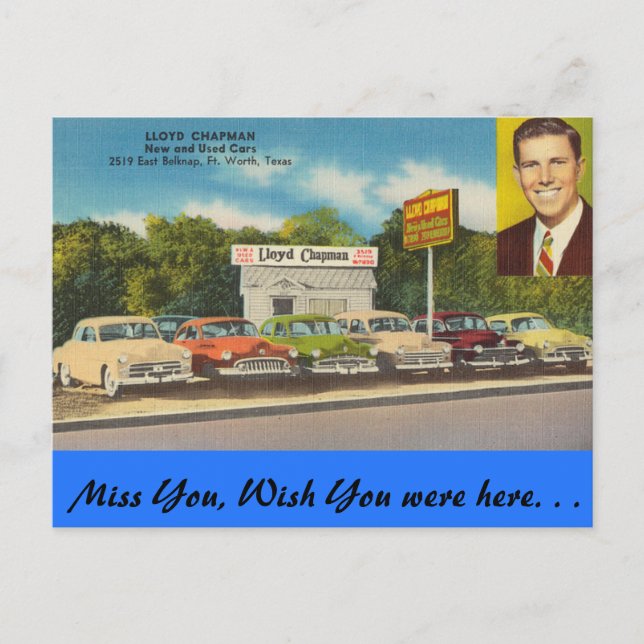Texas, Lloyd Chapman Auto, Fort Worth Postkarte (Vorderseite)