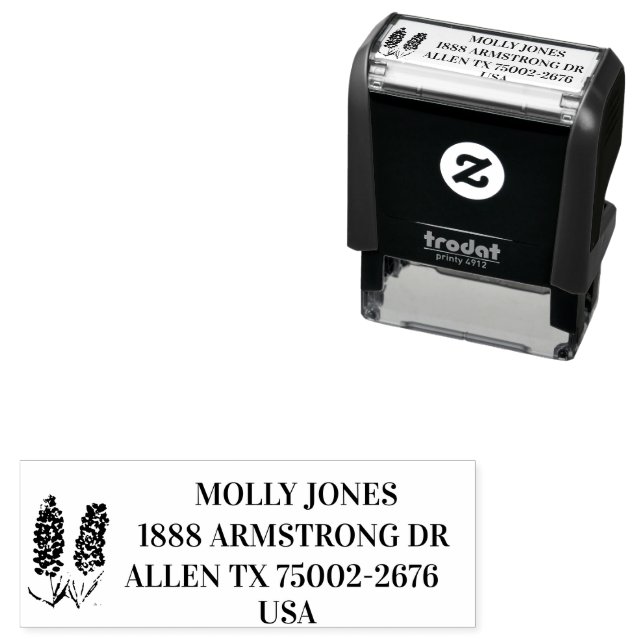 Texas Lone Star Bluebonnets Rücksendeadresse Permastempel (Beispiel)